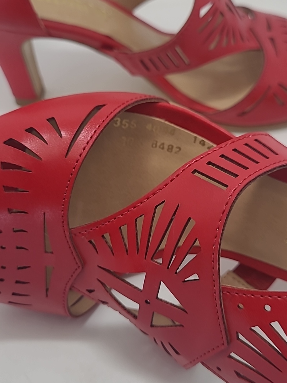 Andrea Rojo Red Heeled Sandals Women's Size 5 - Picture 5 of 8